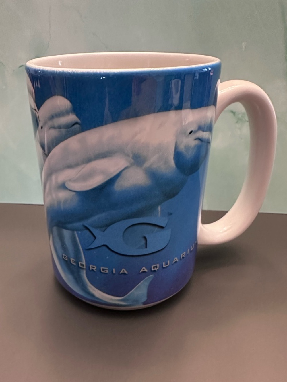 Georgia Aquarium Beluga Whale Mug Blue Ocean Coffee Cup Atlanta Souvenir